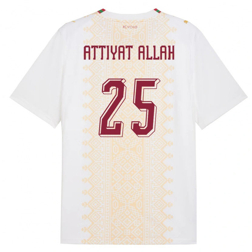 Danxen Hombre Camiseta Marruecos Yahia Attiyat Allah #25 Blanco Oro Rojo 2ª Equipación 26-28 La Camisa México