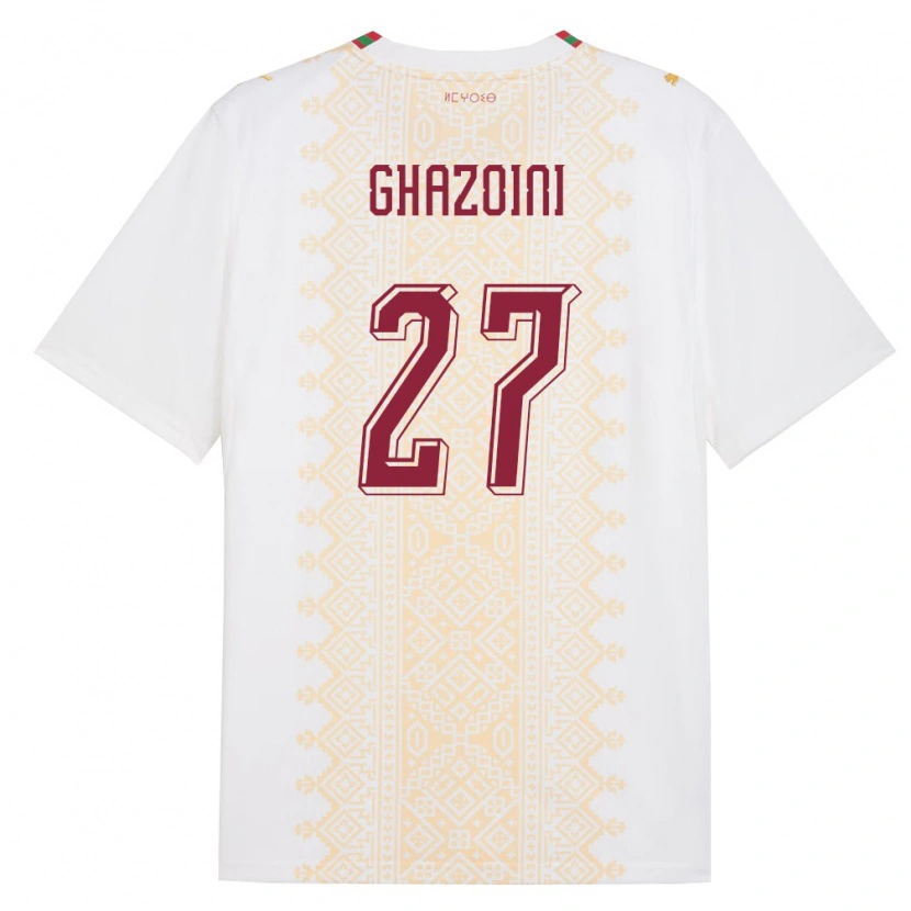 Danxen Hombre Camiseta Marruecos Amine Ghazoini #27 Blanco Oro Rojo 2ª Equipación 26-28 La Camisa México