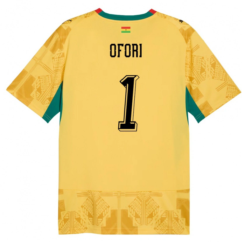 Danxen Hombre Camiseta Ghana Richard Ofori #1 Amarillo Rojo Negro 2ª Equipación 26-28 La Camisa México