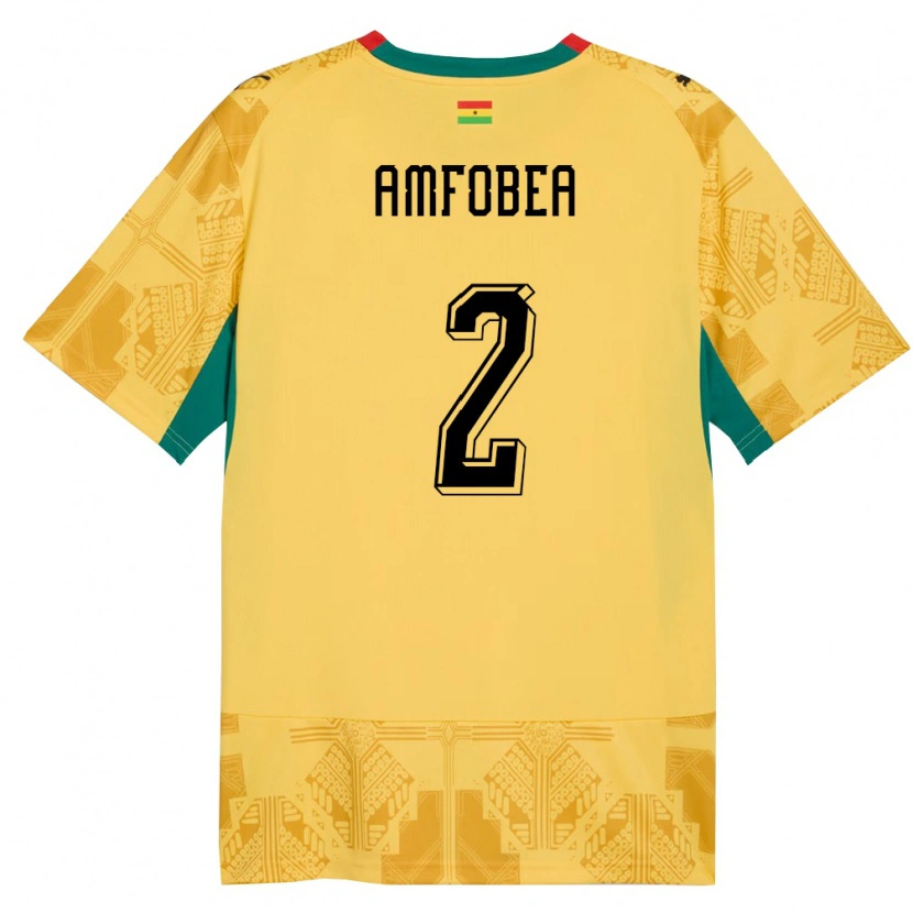 Danxen Hombre Camiseta Ghana Gladys Amfobea #2 Amarillo Rojo Negro 2ª Equipación 26-28 La Camisa México