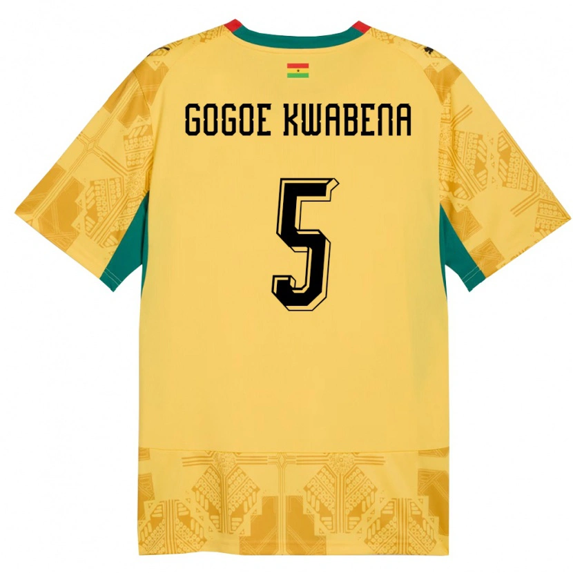 Danxen Hombre Camiseta Ghana Boahen Gogoe Kwabena #5 Amarillo Rojo Negro 2ª Equipación 26-28 La Camisa México