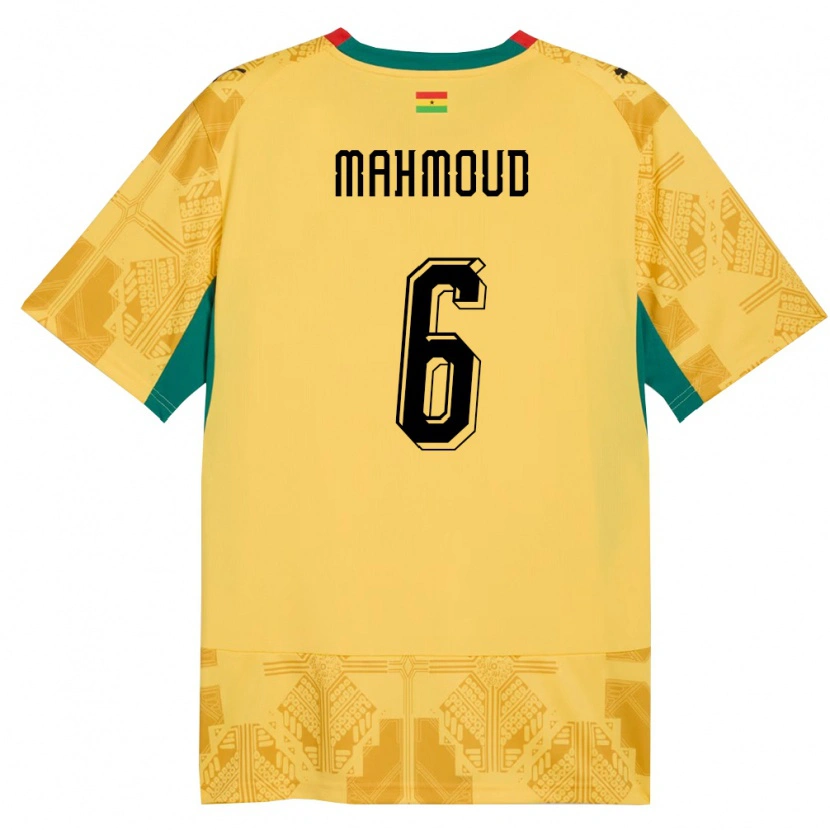 Danxen Hombre Camiseta Ghana Mohaison Mahmoud #6 Amarillo Rojo Negro 2ª Equipación 26-28 La Camisa México