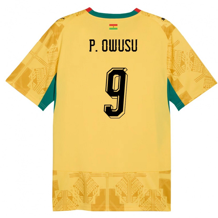 Danxen Hombre Camiseta Ghana Prince Osei Owusu #9 Amarillo Rojo Negro 2ª Equipación 26-28 La Camisa México