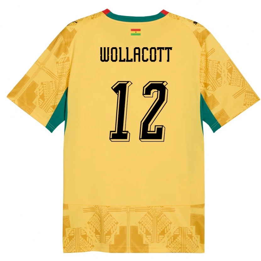 Danxen Hombre Camiseta Ghana Joe Wollacott #12 Amarillo Rojo Negro 2ª Equipación 26-28 La Camisa México