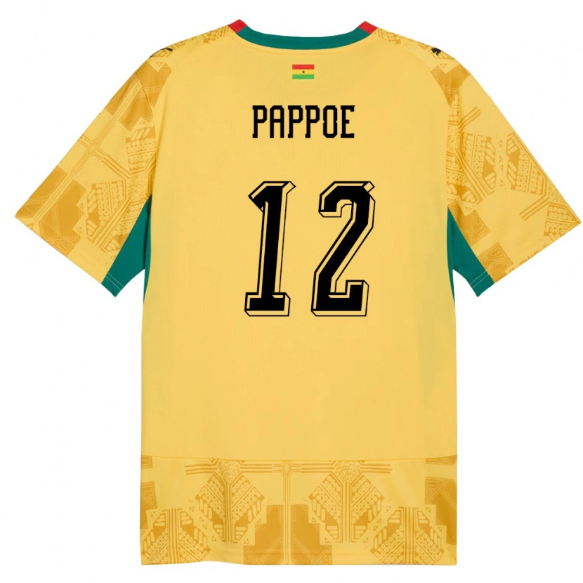 Danxen Hombre Camiseta Ghana Isaac Pappoe #12 Amarillo Rojo Negro 2ª Equipación 26-28 La Camisa México