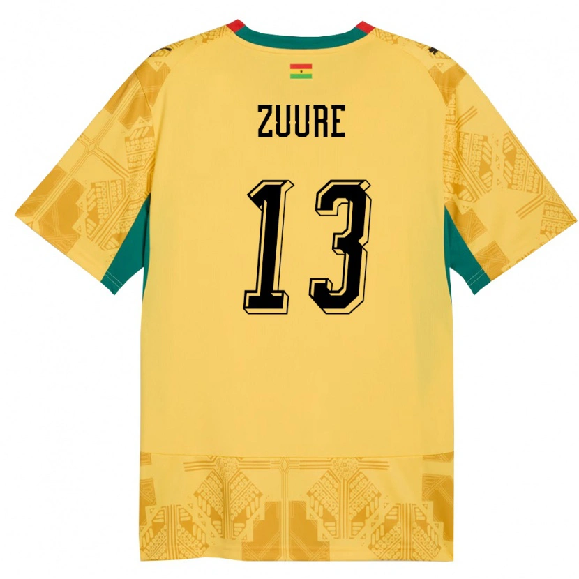 Danxen Hombre Camiseta Ghana Moses Salifu Bawa Zuure #13 Amarillo Rojo Negro 2ª Equipación 26-28 La Camisa México