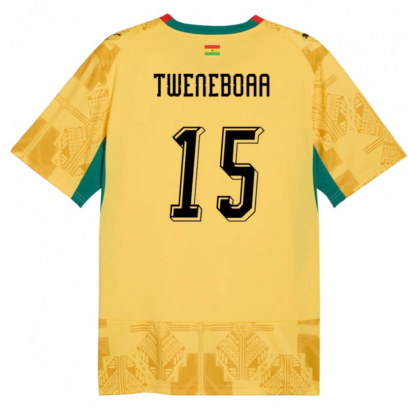 Danxen Hombre Camiseta Ghana Justice Tweneboaa #15 Amarillo Rojo Negro 2ª Equipación 26-28 La Camisa México