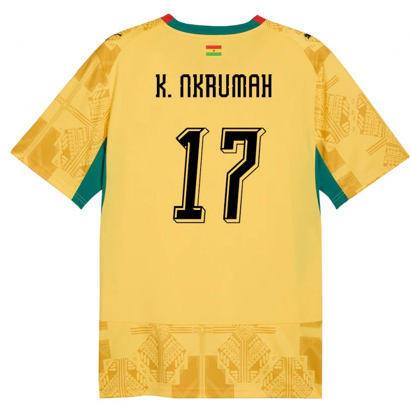 Danxen Hombre Camiseta Ghana Kelvin Nkrumah #17 Amarillo Rojo Negro 2ª Equipación 26-28 La Camisa México