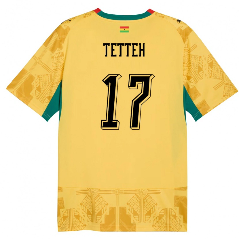 Danxen Hombre Camiseta Ghana Benjamin Tetteh #17 Amarillo Rojo Negro 2ª Equipación 26-28 La Camisa México