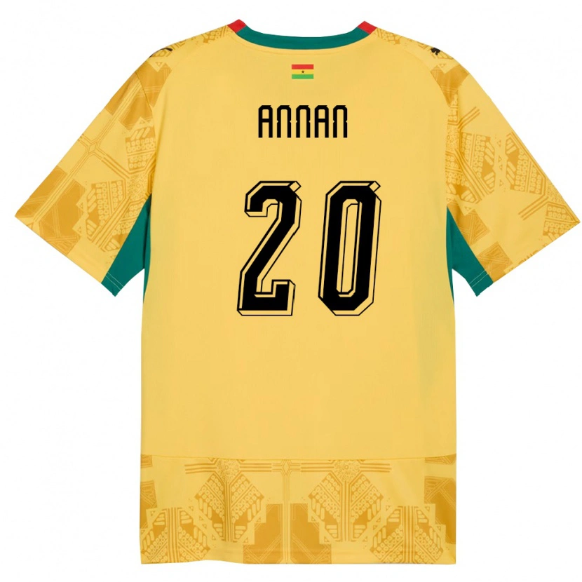 Danxen Hombre Camiseta Ghana Ebenezer Annan #20 Amarillo Rojo Negro 2ª Equipación 26-28 La Camisa México