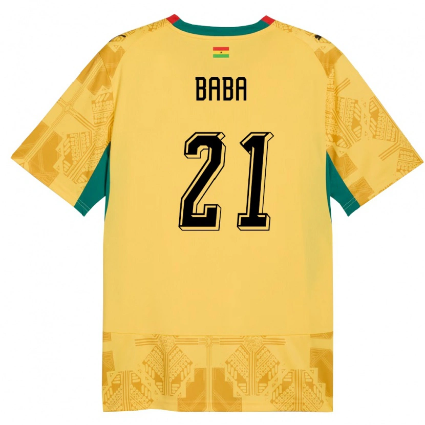 Danxen Hombre Camiseta Ghana Iddrisu Baba #21 Amarillo Rojo Negro 2ª Equipación 26-28 La Camisa México