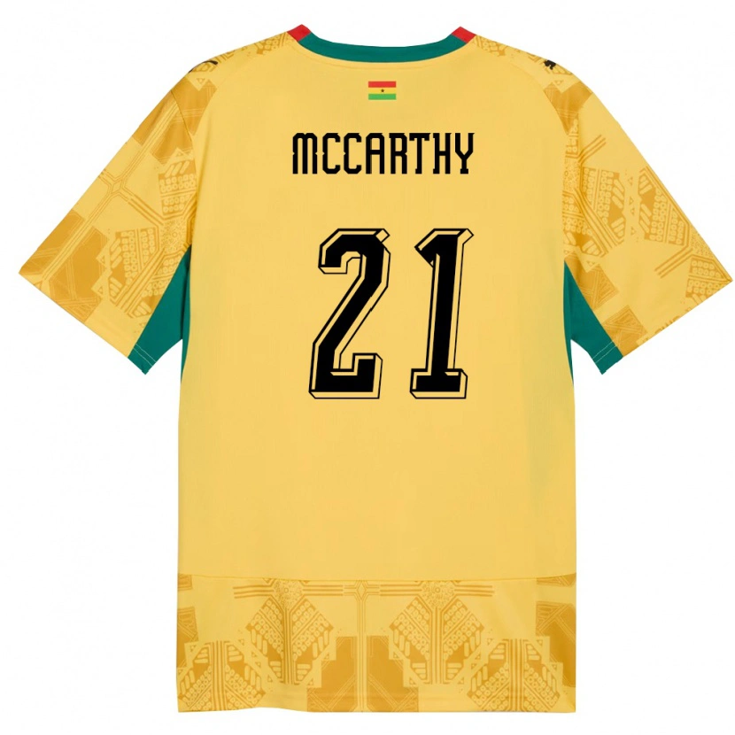 Danxen Hombre Camiseta Ghana Kerrie Mccarthy #21 Amarillo Rojo Negro 2ª Equipación 26-28 La Camisa México