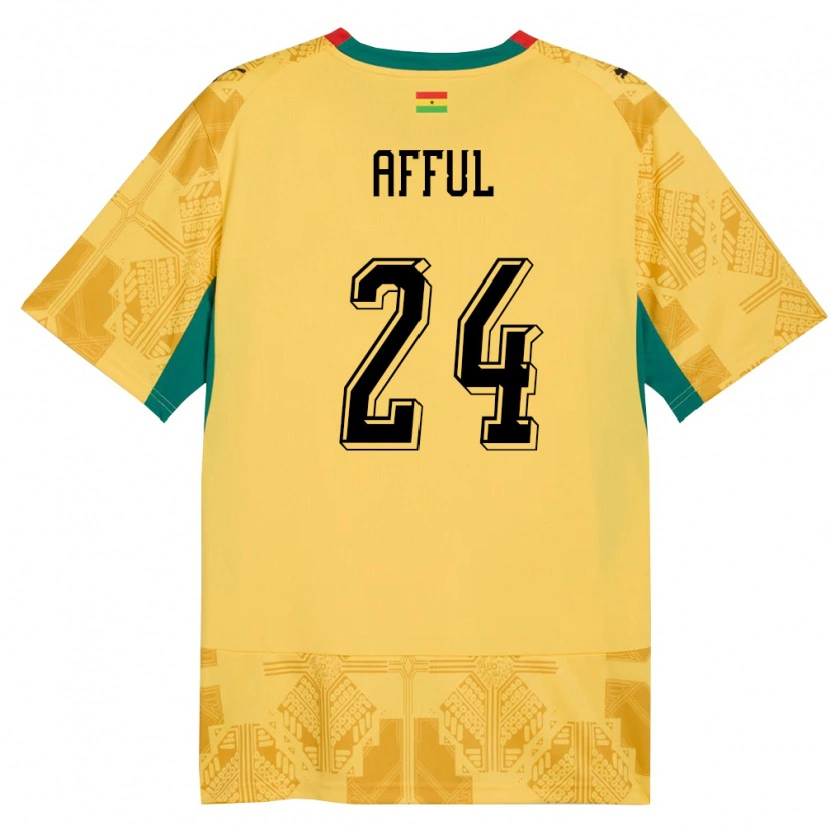 Danxen Hombre Camiseta Ghana Isaac Afful #24 Amarillo Rojo Negro 2ª Equipación 26-28 La Camisa México