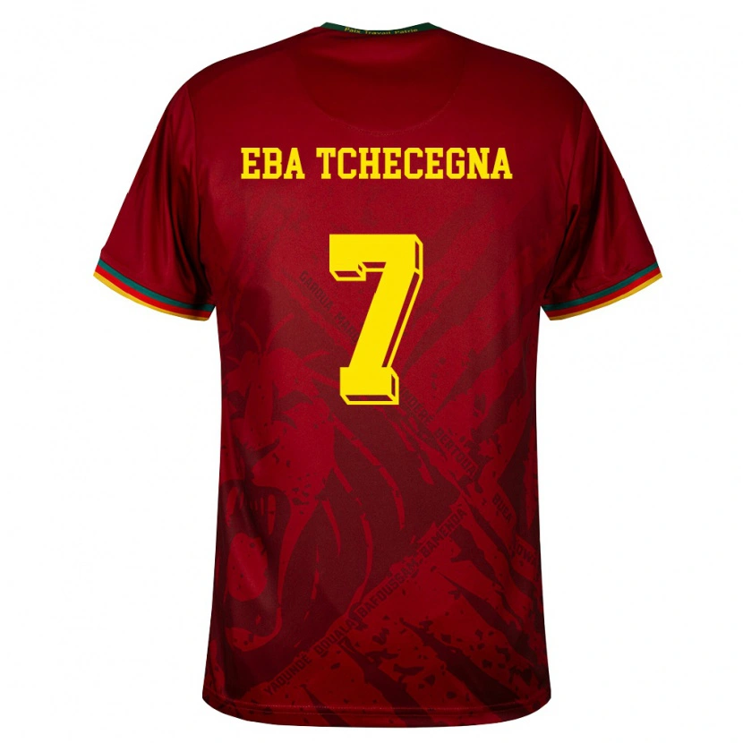 Danxen Hombre Camiseta Camerún Arnold Eba Tchecegna #7 Rojo Oscuro Verde Amarillo 2ª Equipación 26-28 La Camisa México