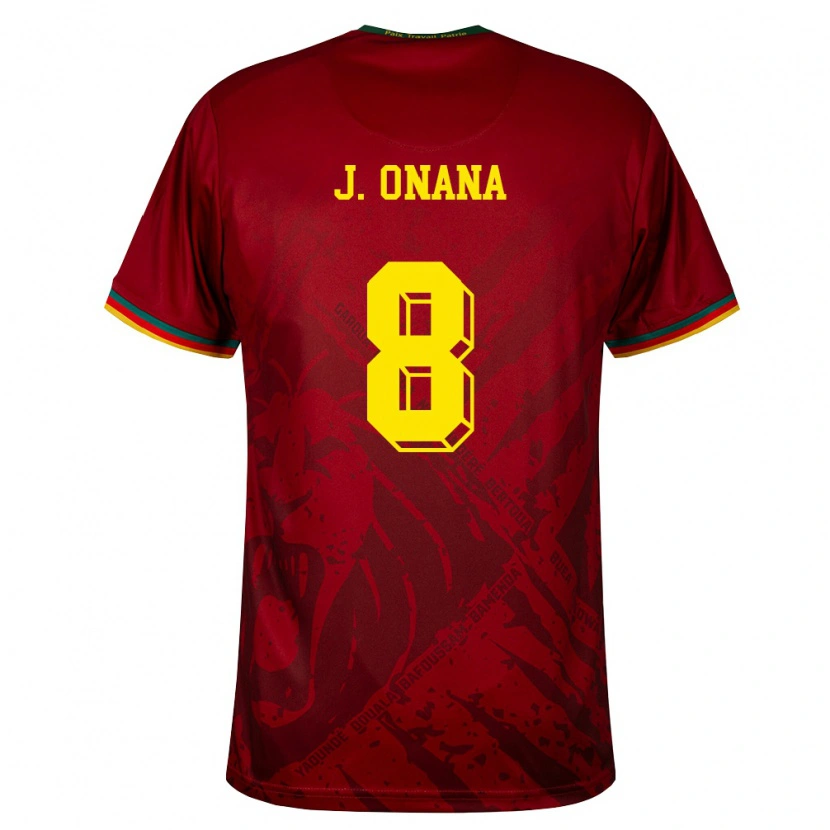 Danxen Hombre Camiseta Camerún Jean Onana #8 Rojo Oscuro Verde Amarillo 2ª Equipación 26-28 La Camisa México