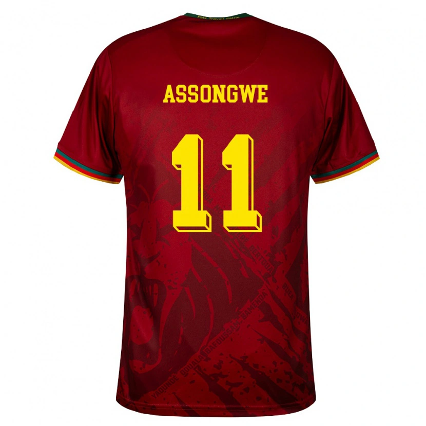 Danxen Hombre Camiseta Camerún Bemol Apam Assongwe #11 Rojo Oscuro Verde Amarillo 2ª Equipación 26-28 La Camisa México