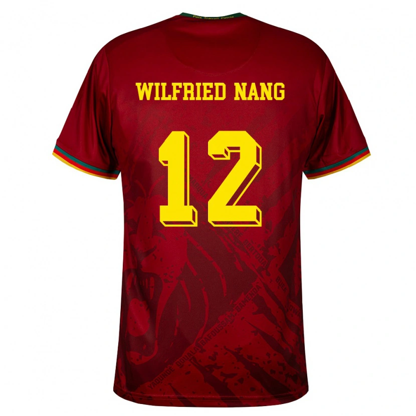 Danxen Hombre Camiseta Camerún Toni Wilfried Nang #12 Rojo Oscuro Verde Amarillo 2ª Equipación 26-28 La Camisa México