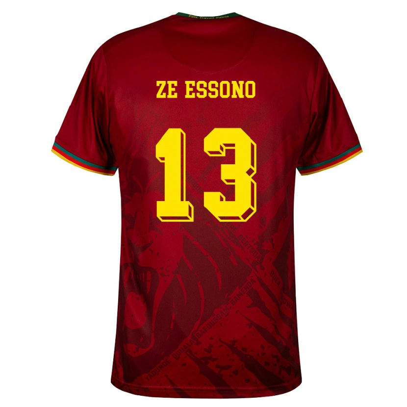 Danxen Hombre Camiseta Camerún Severin Ze Essono #13 Rojo Oscuro Verde Amarillo 2ª Equipación 26-28 La Camisa México