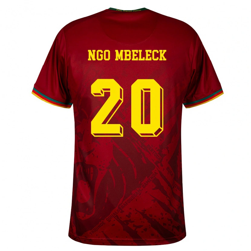 Danxen Hombre Camiseta Camerún Genevieve Ngo Mbeleck #20 Rojo Oscuro Verde Amarillo 2ª Equipación 26-28 La Camisa México