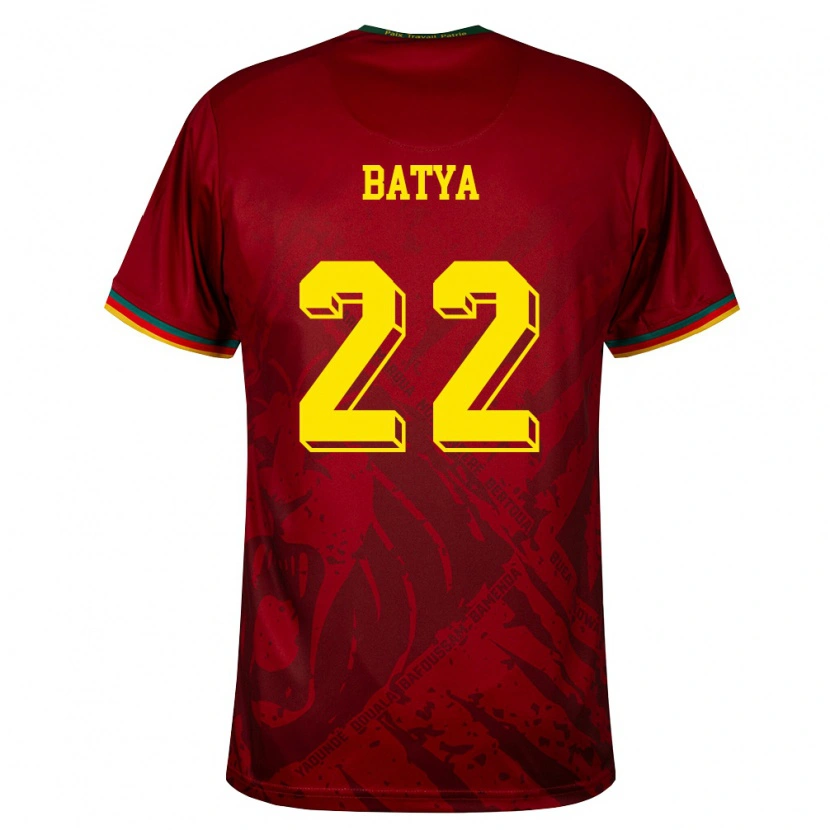 Danxen Hombre Camiseta Camerún Michaela Batya #22 Rojo Oscuro Verde Amarillo 2ª Equipación 26-28 La Camisa México