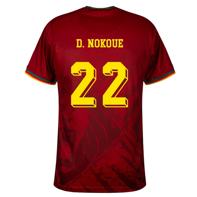Danxen Hombre Camiseta Camerún Bryan Djile Nokoue #22 Rojo Oscuro Verde Amarillo 2ª Equipación 26-28 La Camisa México