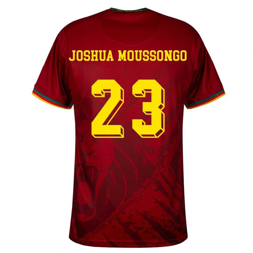 Danxen Hombre Camiseta Camerún Fonda Joshua Moussongo #23 Rojo Oscuro Verde Amarillo 2ª Equipación 26-28 La Camisa México