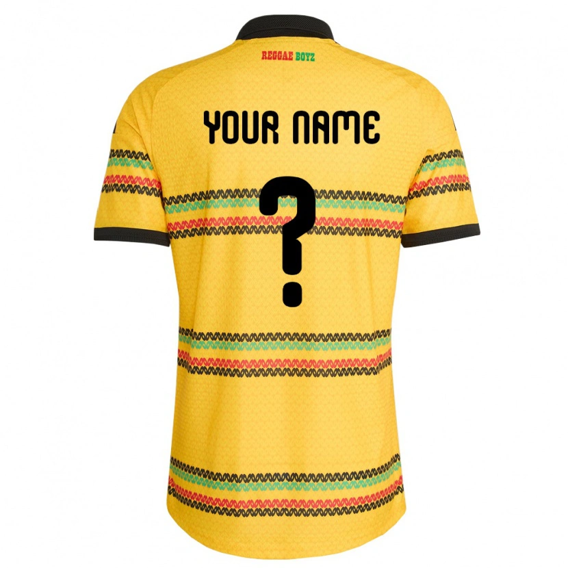 Danxen Mujer Camiseta Jamaica Su Nombre #0 Amarillo Negro Verde 1ª Equipación 26-28 La Camisa México