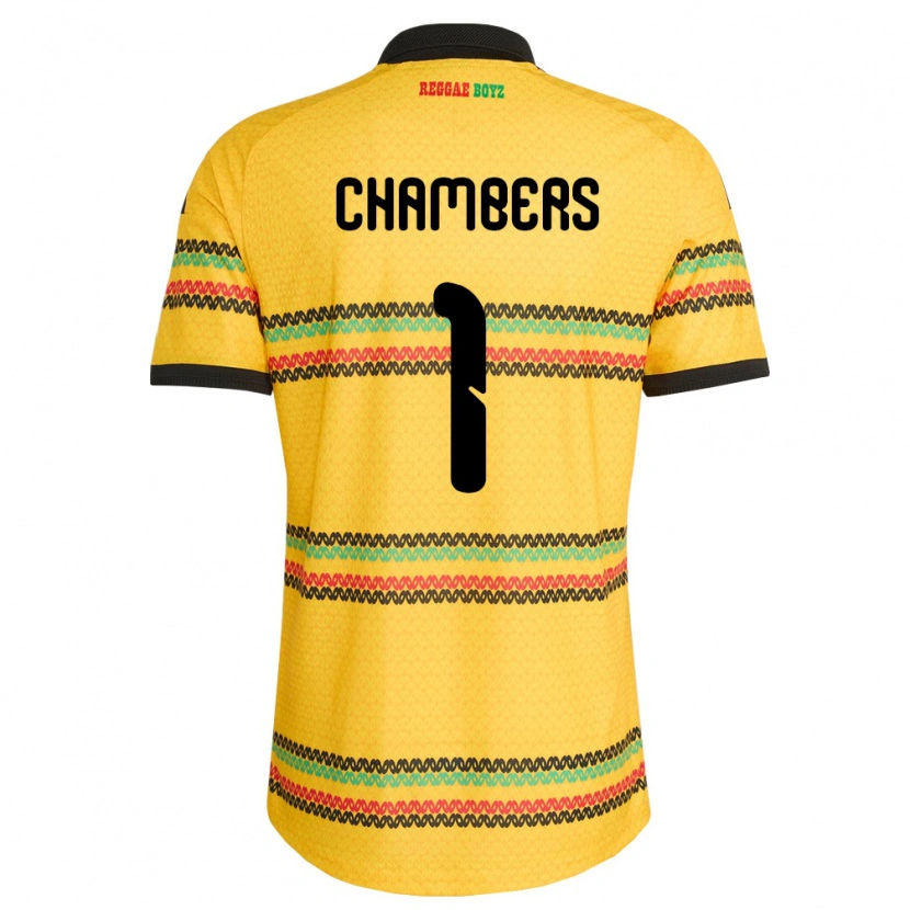 Danxen Mujer Camiseta Jamaica Tafari Chambers #1 Amarillo Negro Verde 1ª Equipación 26-28 La Camisa México