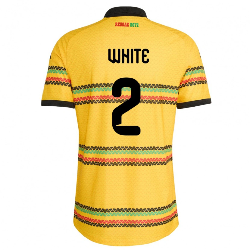 Danxen Mujer Camiseta Jamaica Alexander White #2 Amarillo Negro Verde 1ª Equipación 26-28 La Camisa México