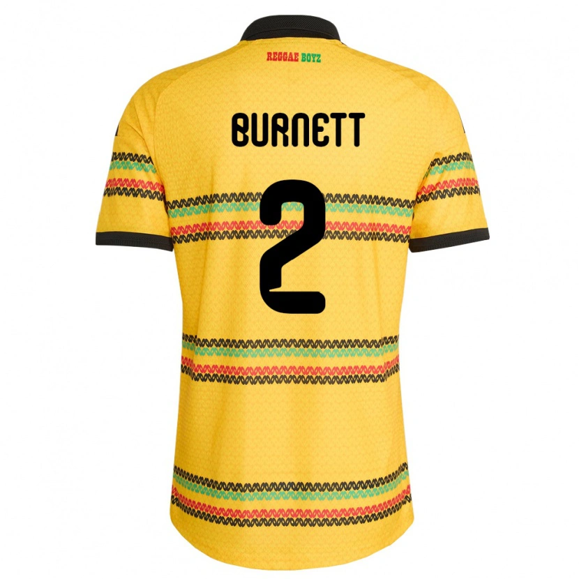 Danxen Mujer Camiseta Jamaica Theanna Burnett #2 Amarillo Negro Verde 1ª Equipación 26-28 La Camisa México