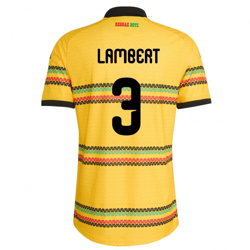 Danxen Mujer Camiseta Jamaica Kevon Lambert #3 Amarillo Negro Verde 1ª Equipación 26-28 La Camisa México