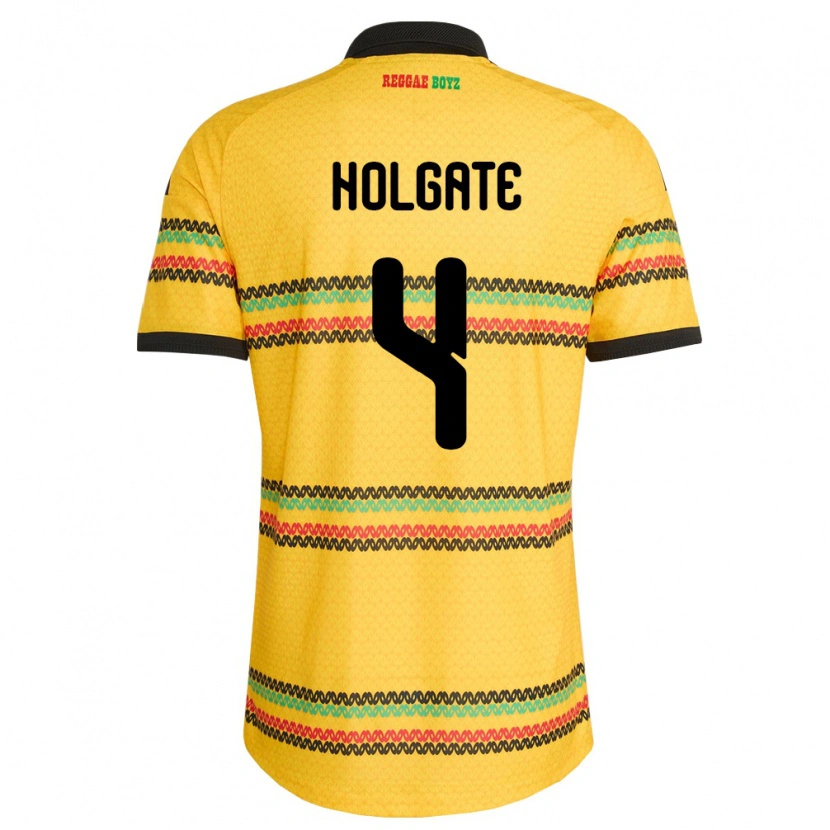 Danxen Mujer Camiseta Jamaica Mason Holgate #4 Amarillo Negro Verde 1ª Equipación 26-28 La Camisa México