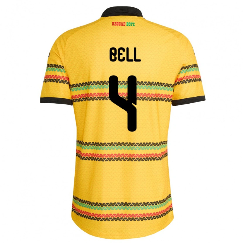 Danxen Mujer Camiseta Jamaica Amari'i Bell #4 Amarillo Negro Verde 1ª Equipación 26-28 La Camisa México