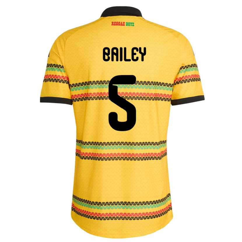 Danxen Mujer Camiseta Jamaica Jade Bailey #5 Amarillo Negro Verde 1ª Equipación 26-28 La Camisa México
