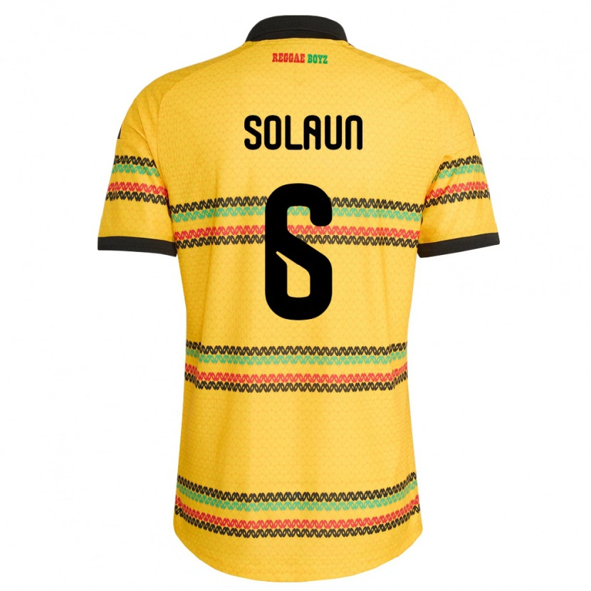 Danxen Mujer Camiseta Jamaica Havana Solaun #6 Amarillo Negro Verde 1ª Equipación 26-28 La Camisa México