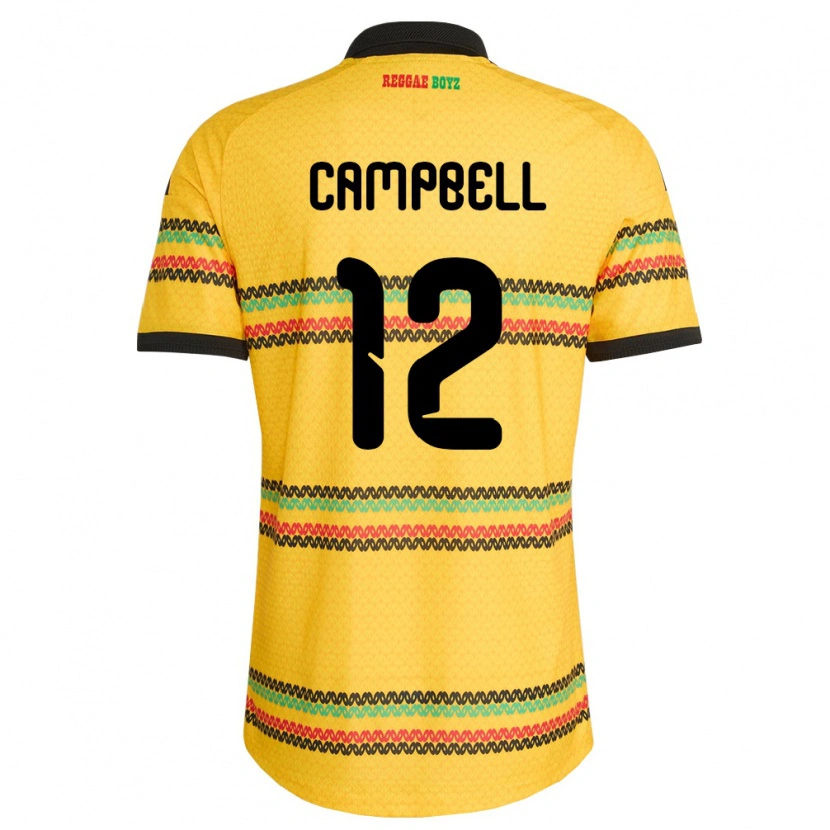 Danxen Mujer Camiseta Jamaica Sashana Campbell #12 Amarillo Negro Verde 1ª Equipación 26-28 La Camisa México