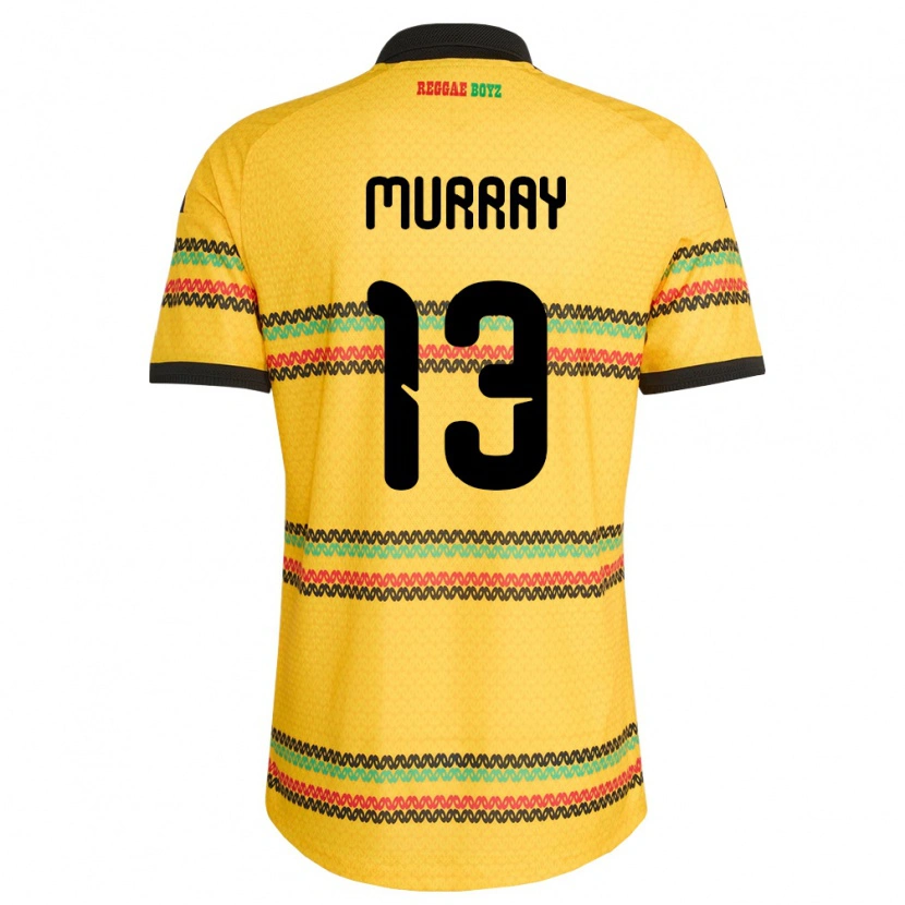 Danxen Mujer Camiseta Jamaica Justin Murray #13 Amarillo Negro Verde 1ª Equipación 26-28 La Camisa México