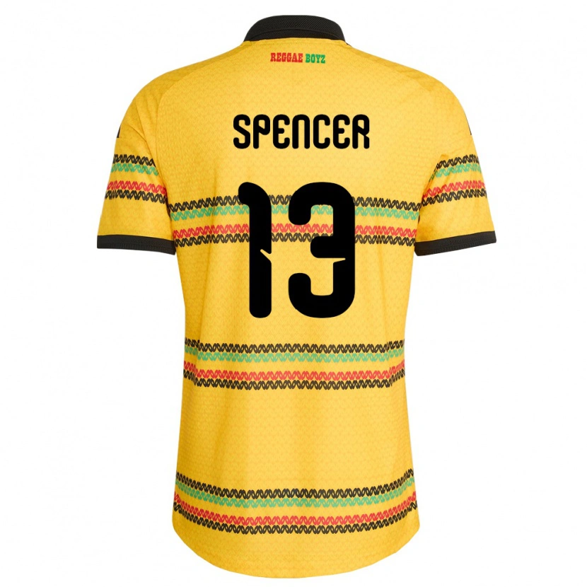 Danxen Mujer Camiseta Jamaica Rebecca Spencer #13 Amarillo Negro Verde 1ª Equipación 26-28 La Camisa México