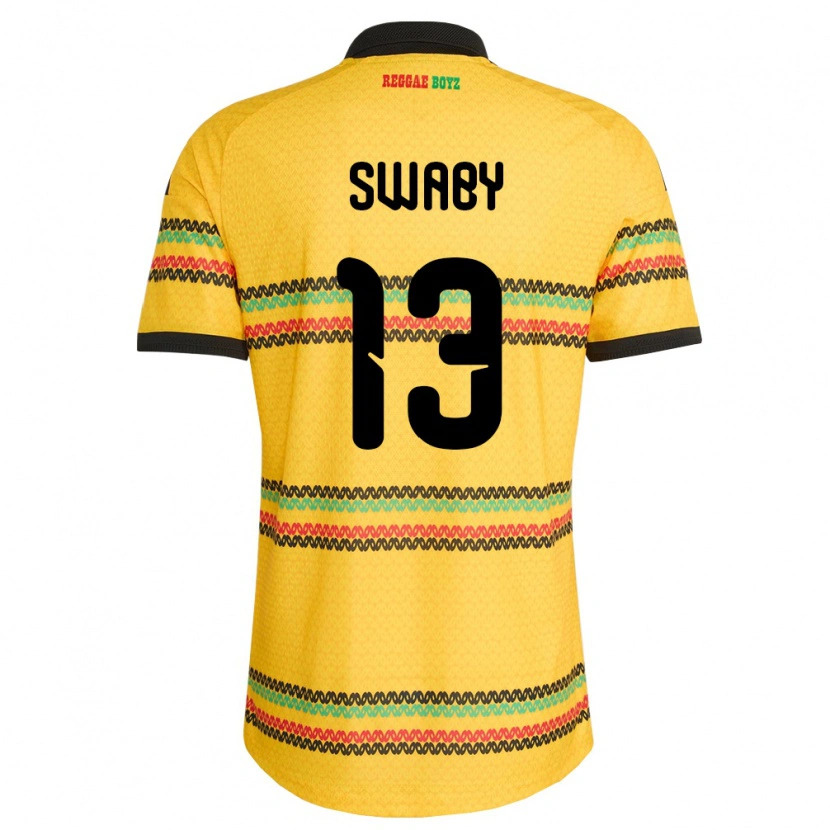 Danxen Mujer Camiseta Jamaica Allyson Swaby #13 Amarillo Negro Verde 1ª Equipación 26-28 La Camisa México
