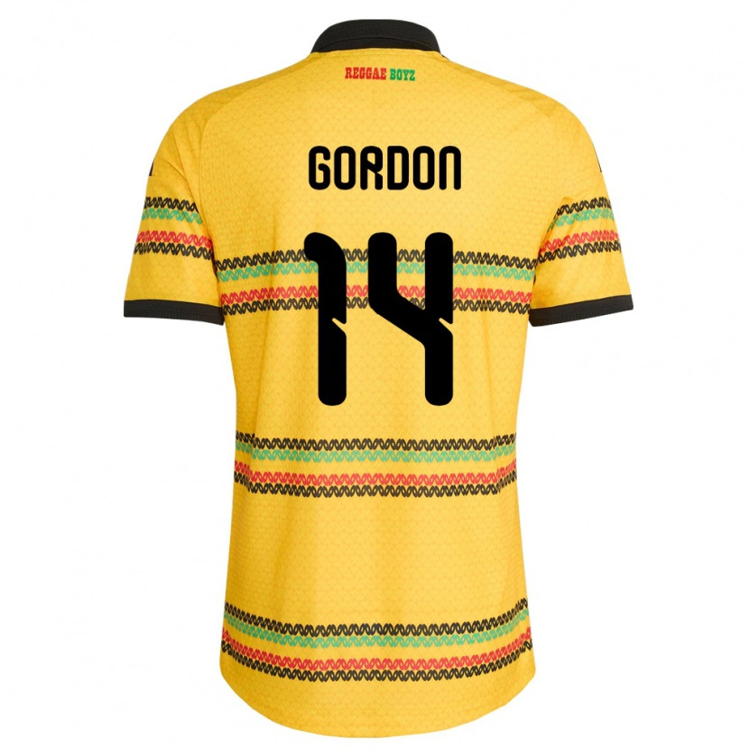 Danxen Mujer Camiseta Jamaica Ashton Gordon #14 Amarillo Negro Verde 1ª Equipación 26-28 La Camisa México