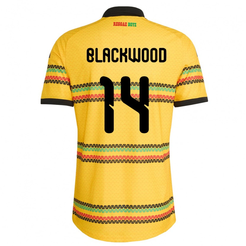Danxen Mujer Camiseta Jamaica Deneisha Blackwood #14 Amarillo Negro Verde 1ª Equipación 26-28 La Camisa México