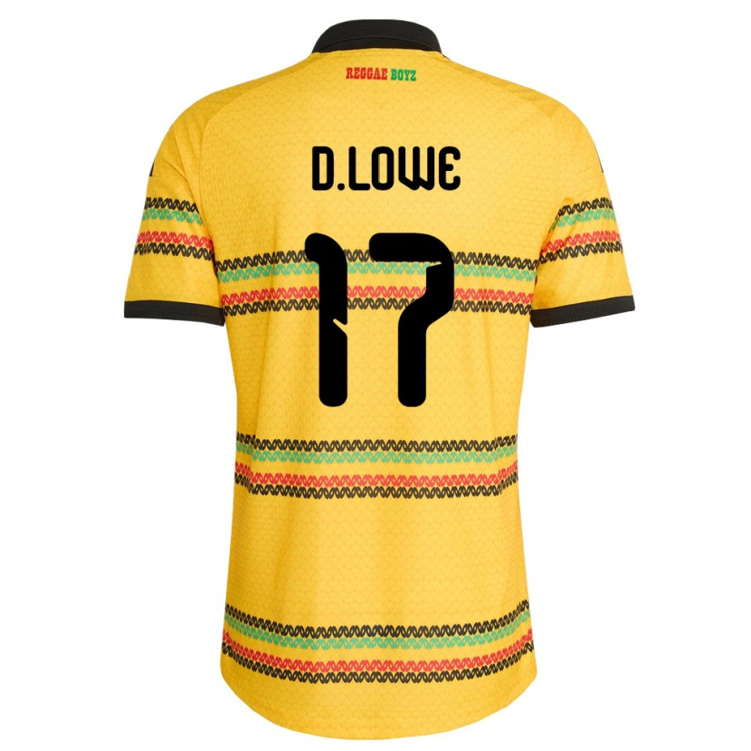 Danxen Mujer Camiseta Jamaica Damion Lowe #17 Amarillo Negro Verde 1ª Equipación 26-28 La Camisa México