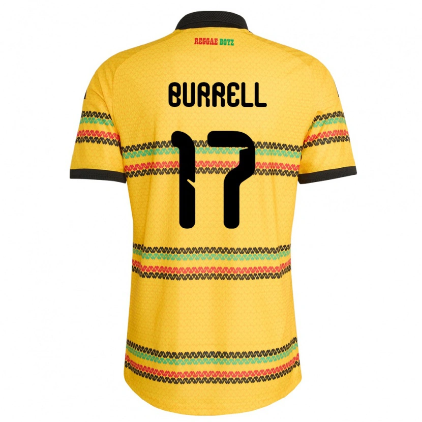 Danxen Mujer Camiseta Jamaica Rumarn Burrell #17 Amarillo Negro Verde 1ª Equipación 26-28 La Camisa México