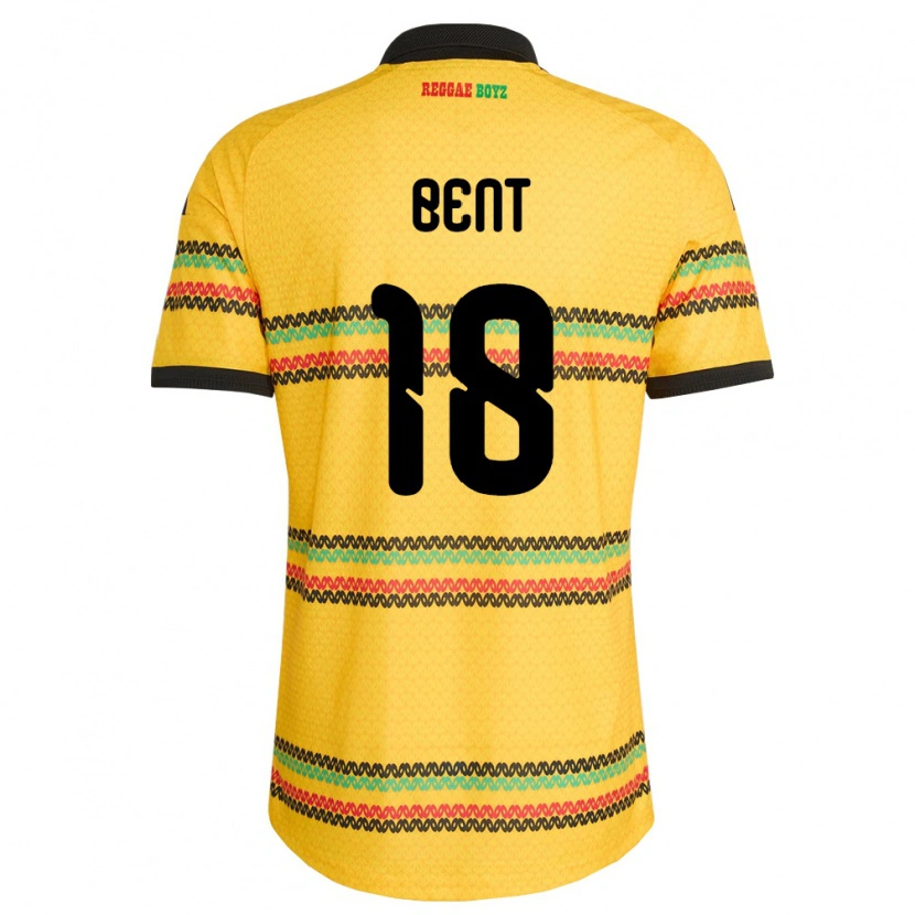 Danxen Mujer Camiseta Jamaica Brandon Bent #18 Amarillo Negro Verde 1ª Equipación 26-28 La Camisa México