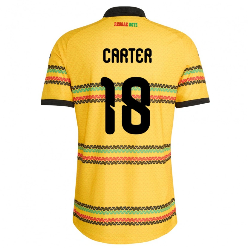 Danxen Mujer Camiseta Jamaica Trudi Carter #18 Amarillo Negro Verde 1ª Equipación 26-28 La Camisa México