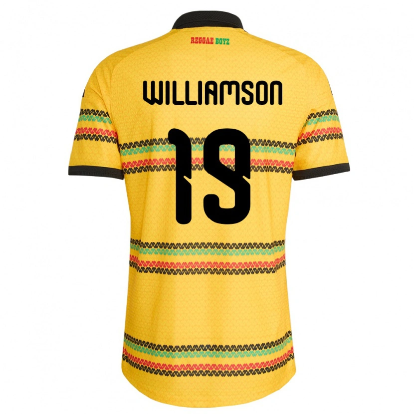 Danxen Mujer Camiseta Jamaica Kai Williamson #19 Amarillo Negro Verde 1ª Equipación 26-28 La Camisa México