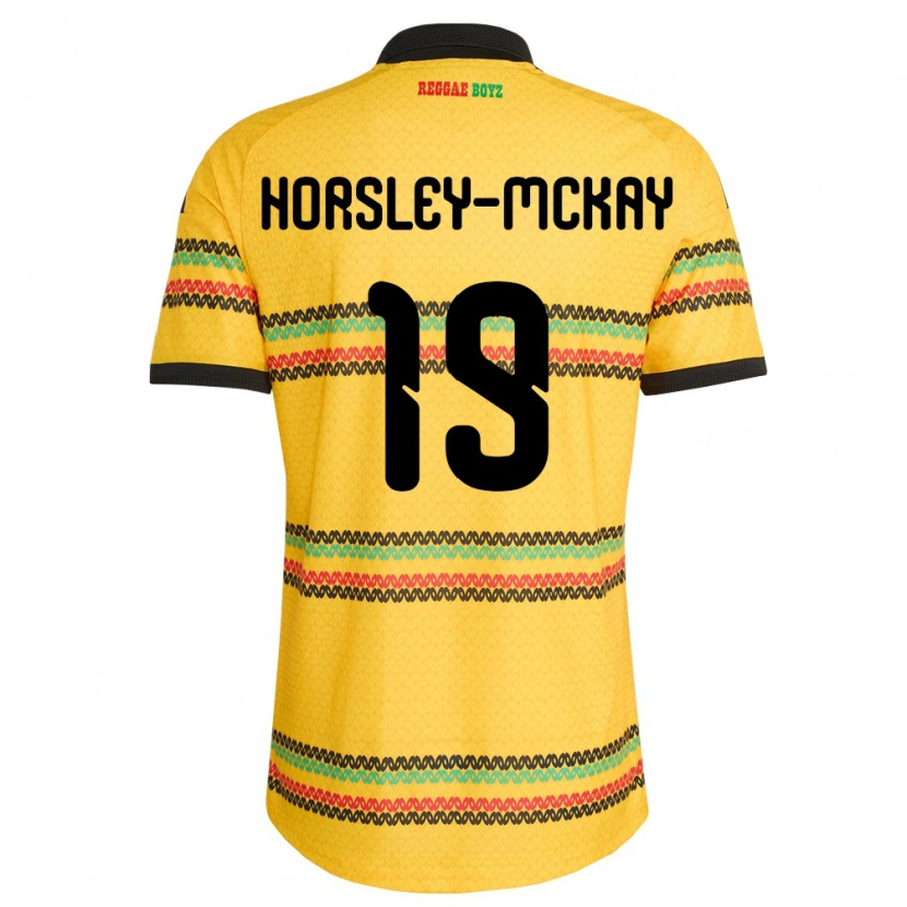 Danxen Mujer Camiseta Jamaica Kyron Horsley-Mckay #19 Amarillo Negro Verde 1ª Equipación 26-28 La Camisa México