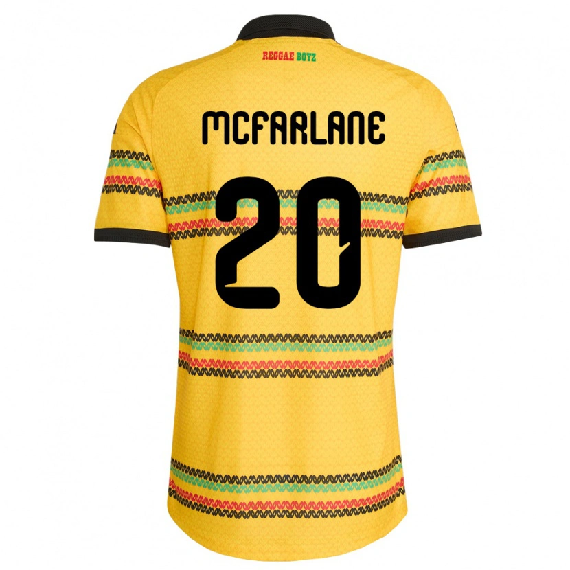 Danxen Mujer Camiseta Jamaica Ayden Mcfarlane #20 Amarillo Negro Verde 1ª Equipación 26-28 La Camisa México