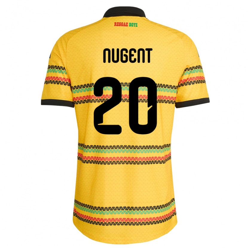 Danxen Mujer Camiseta Jamaica Claver Nugent #20 Amarillo Negro Verde 1ª Equipación 26-28 La Camisa México