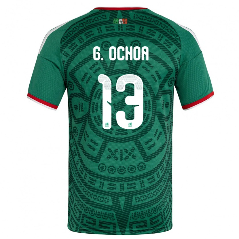 Danxen Mujer Camiseta México Guillermo Ochoa #13 Verde Blanco Rojo 1ª Equipación 26-28 La Camisa México
